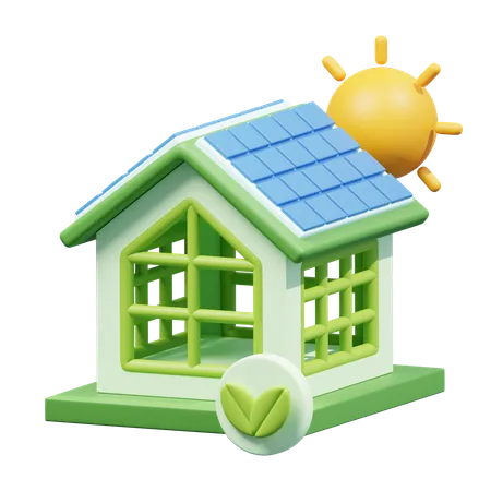 Maison solaire  3D Icon