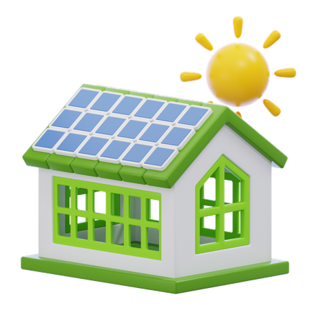 Maison solaire  3D Icon