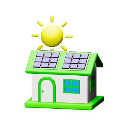 Maison solaire  3D Icon