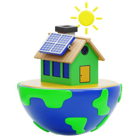 Maison solaire  3D Icon