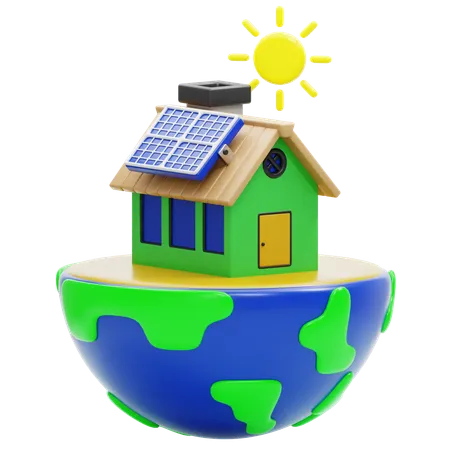 Maison solaire  3D Icon