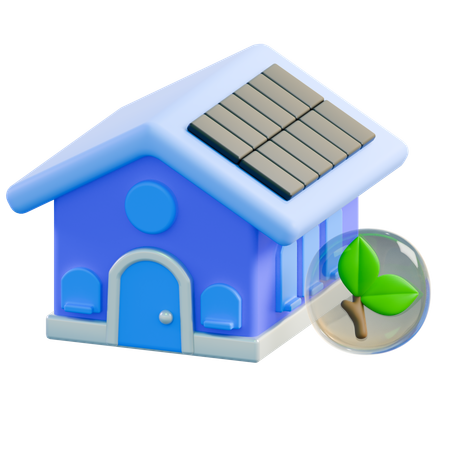 Maison solaire  3D Icon