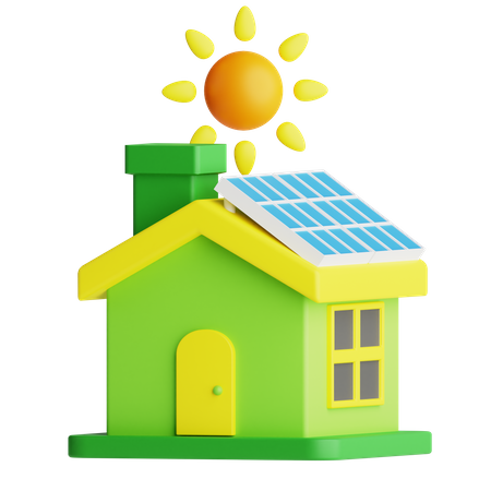 Maison solaire  3D Icon