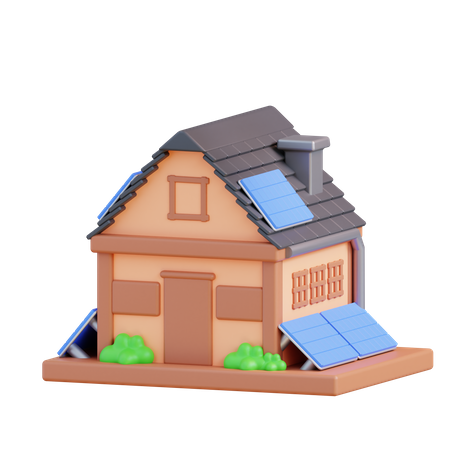 Maison solaire  3D Icon
