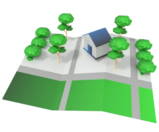 Emplacement de la maison sur la carte papier  3D Icon