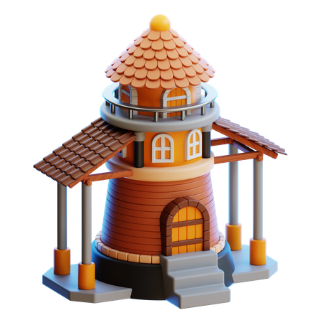 Maison-tour  3D Icon