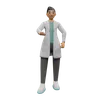 Make doctor standing while showing hand
