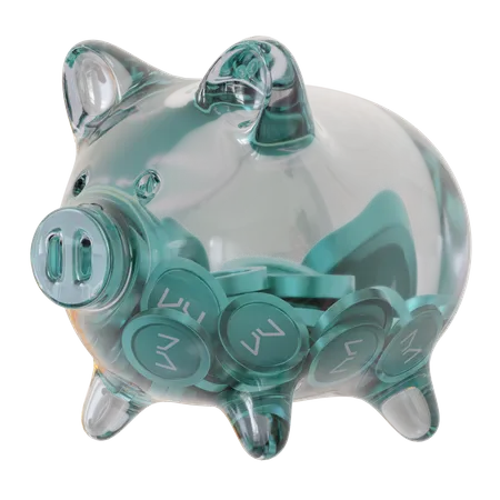 Maker (MKR) Clear Glass Piggy Bank  3D Icon