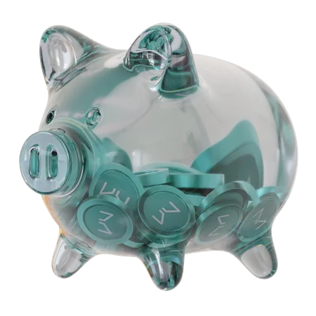 Maker (MKR) Clear Glass Piggy Bank 3D Icon