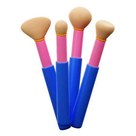 Makeup Brushes 3D Illustration