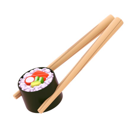 Maki Sushi In Chopstick  3D Icon