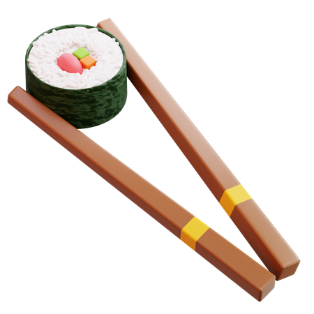 Maki Sushi Roll With Chopsticks  3D Icon