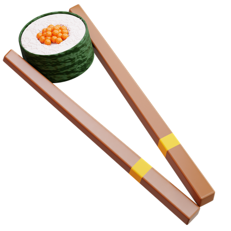 Maki Sushi Roll With Chopsticks  3D Icon