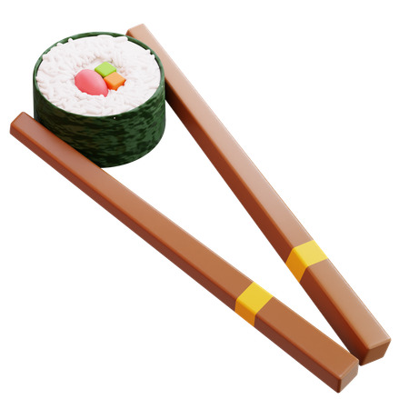 Maki Sushi Roll With Chopsticks  3D Icon