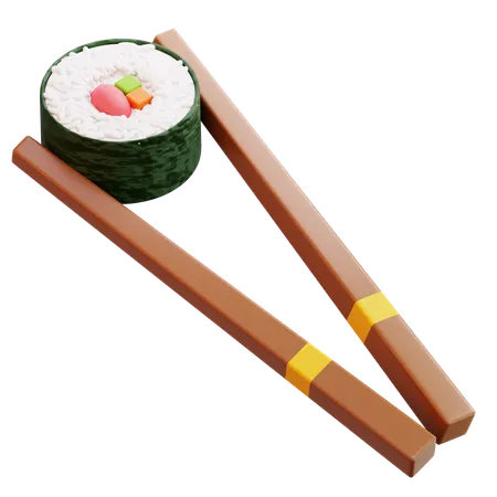 Maki Sushi Roll With Chopsticks  3D Icon