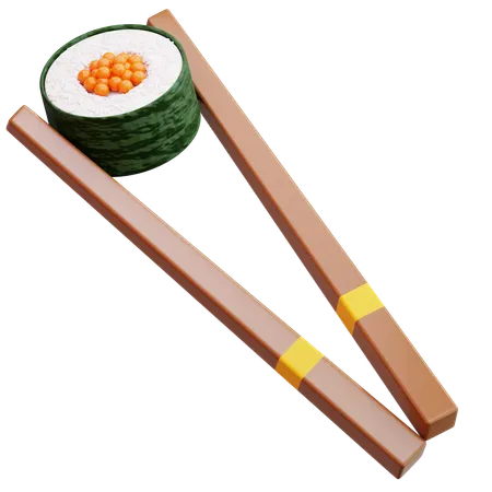 Maki Sushi Roll With Chopsticks  3D Icon