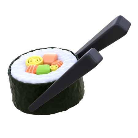 Maki Sushi With Chopstick  3D Icon