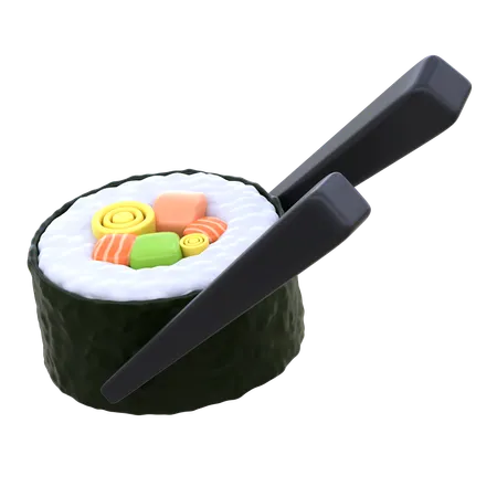 Maki Sushi With Chopstick  3D Icon