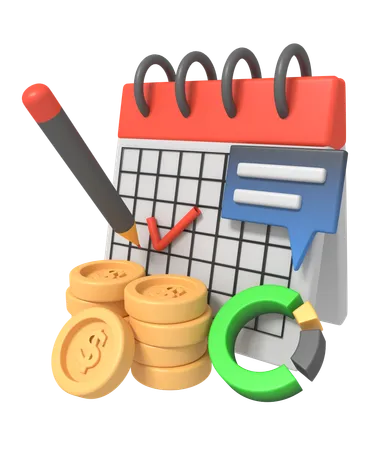 Making schedule planning using calendar checklist  3D Icon