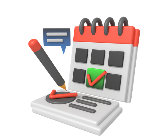 Making schedule planning using calendar checklist  3D Icon