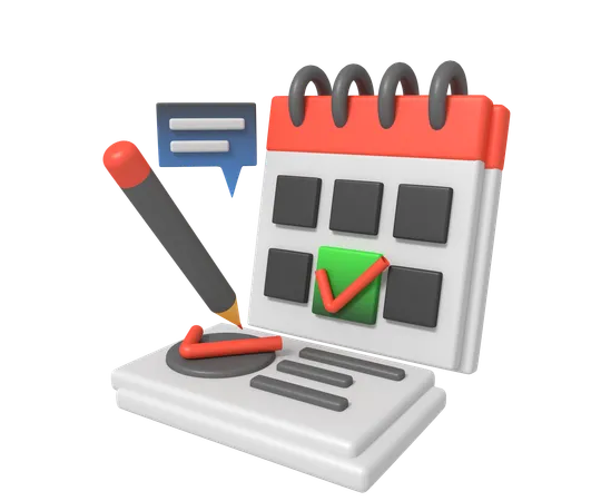 Making schedule planning using calendar checklist  3D Icon