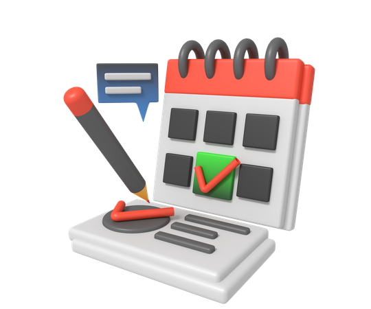 Making schedule planning using calendar checklist  3D Icon