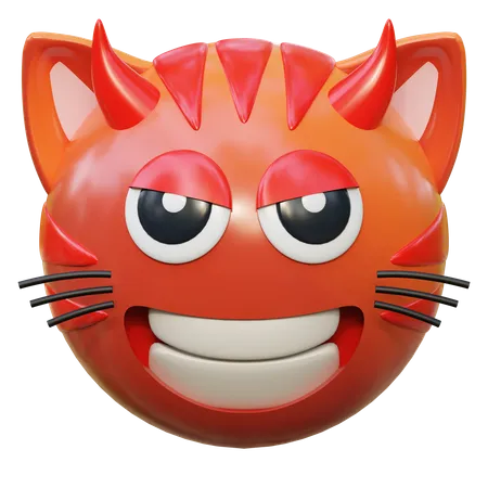Expressao De Rosto Malvado Gato Emoticon Adesivo Ilustracao De Icone 3 D 3D Icon