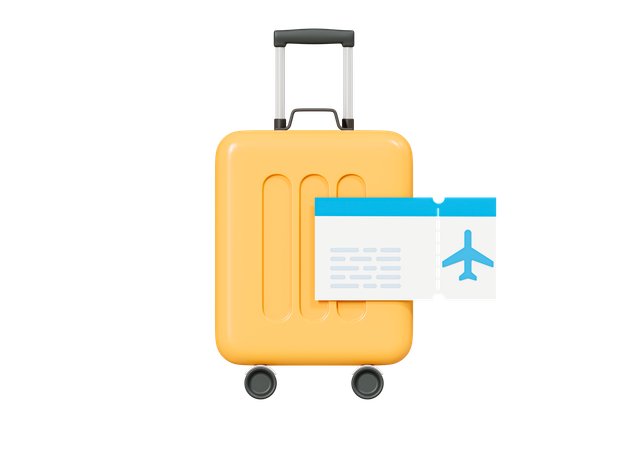 Mala com cartão de embarque  3D Icon