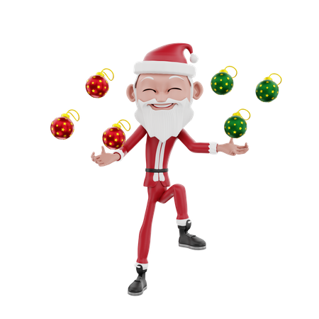 Malabarista bola de natal do Papai Noel  3D Illustration