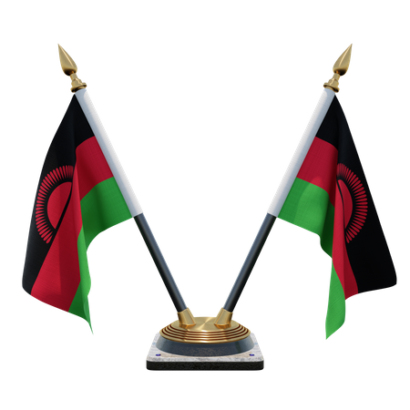 Soporte para bandera de escritorio doble (V) de Malawi  3D Icon