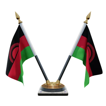 Soporte para bandera de escritorio doble (V) de Malawi  3D Icon