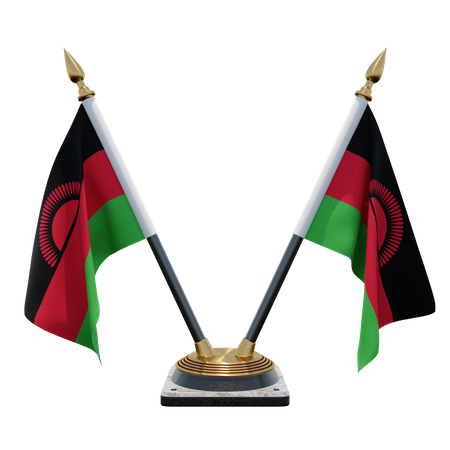 Malawi Double (V) Desk Flag Stand  3D Icon