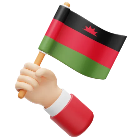 Malawi flag in hand  3D Icon