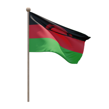 Malawi Flag Pole  3D Illustration