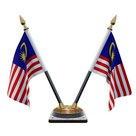 Malaysia Doppelter Tischflaggenständer  3D Flag