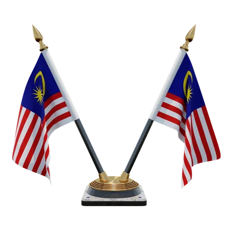 Malaysia Doppelter Tischflaggenständer  3D Flag