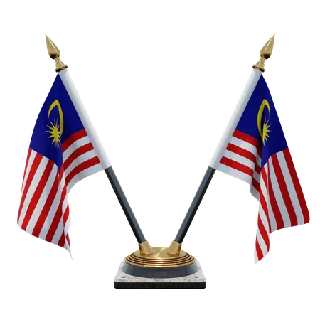 Malaysia Doppelter (V) Tischflaggenständer  3D Icon