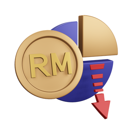 Malaysian Ringgit Decrease Monet Chart  3D Icon