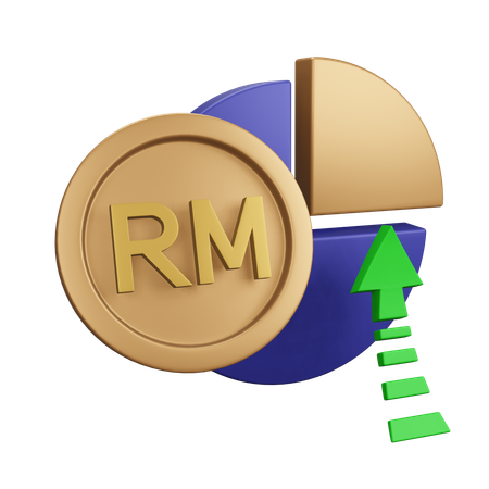 Malaysian Ringgit Increase Monet Chart  3D Icon