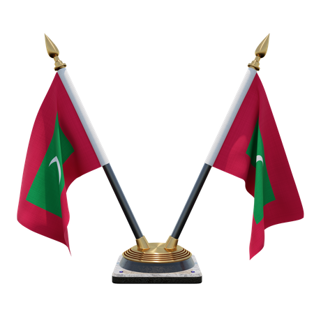 Suporte de bandeira de mesa duplo (V) das Maldivas  3D Icon