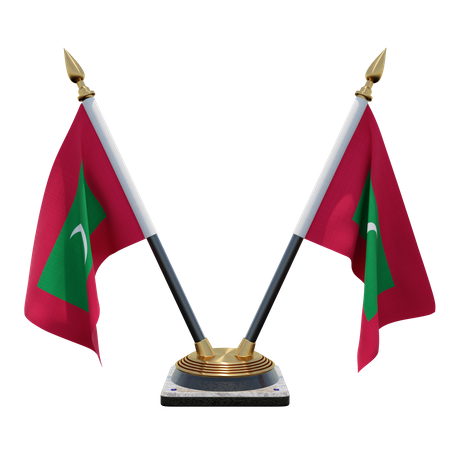 Porte-drapeau double bureau maldives  3D Flag