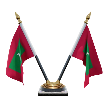 Porte-drapeau double bureau maldives  3D Flag