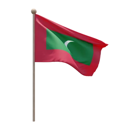 Maldives Flag Pole  3D Flag