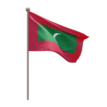 Maldives Flagpole  3D Illustration