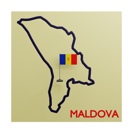 Maldova map  3D Icon