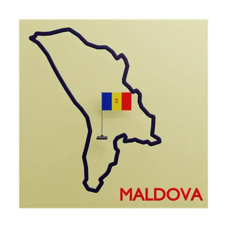 Maldova map  3D Icon