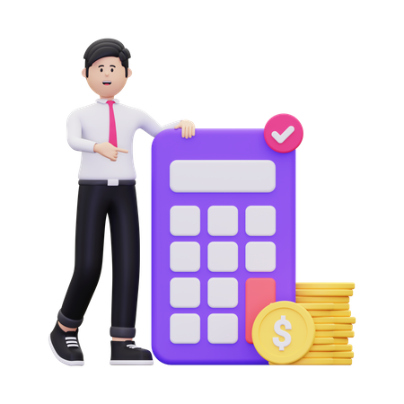 Male Accountant Doing Financial Calculation  3D Icon