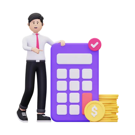 Male Accountant Doing Financial Calculation  3D Illustration