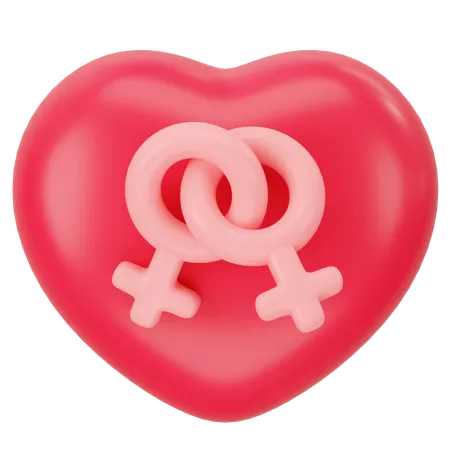 Red Heart With Male And Female 3 D Icon Rendering 3D Icon