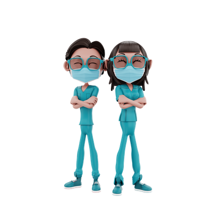 Male and female Nurse standing together  3D Illustration